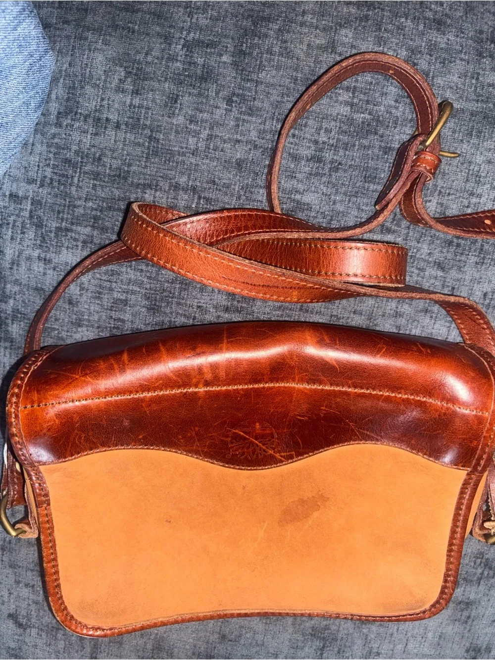 Vintage 90s Timberland Made in USA Leather Crossbody Bag Brown Tan Saddle Purse